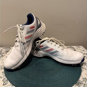 USA White and Blue Men's Golf Shoes